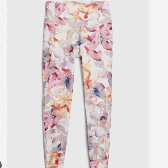 Gap NWOT Gapfit High Rise Blackout Print Watercolor Multi Floral 7/8 Leggings S - Picture 3 of 11